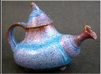 Ceramic porcilain Teapot with blue and red glaze by Rotblatt